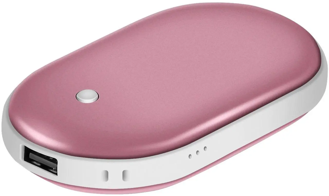 Main image of 5000mAh Hand Warmer & Power Bank Rechargeable Double-Sided Heating - Rose Gold - One size