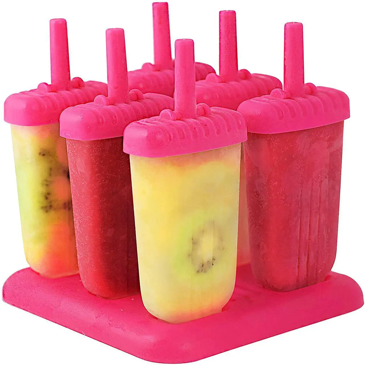 Main image of Fresh Fab Finds 6Pcs Reusable Ice Pop Maker DIY Popsicle Mold - Hot Pink - One size