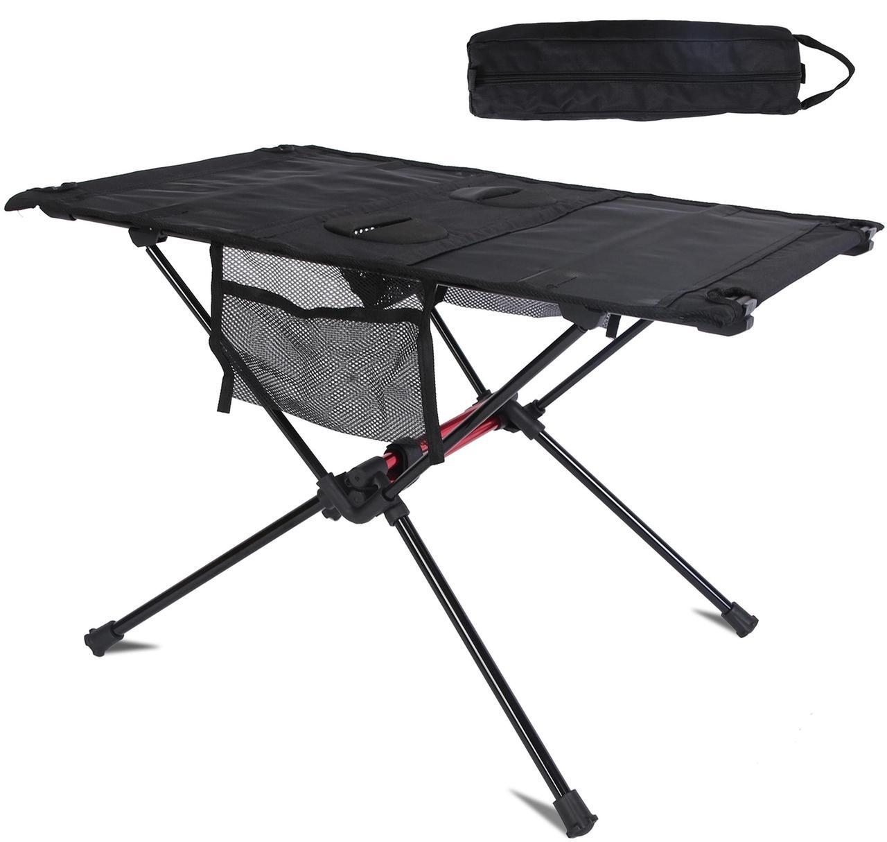 Main image of Fresh Fab Finds Folding Camping Table w/ Cup Holders & Pockets - Black - One size