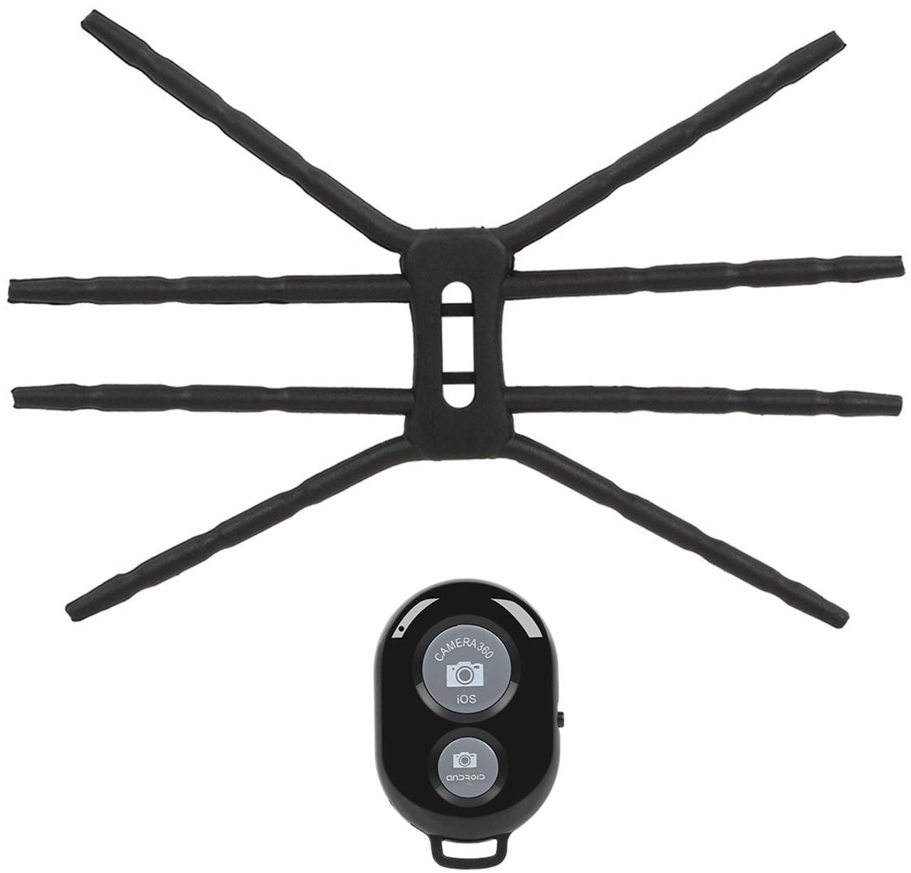 Main image of Fresh Fab Finds Flexible Spider Phone Stand w/ Remote - Black - One size