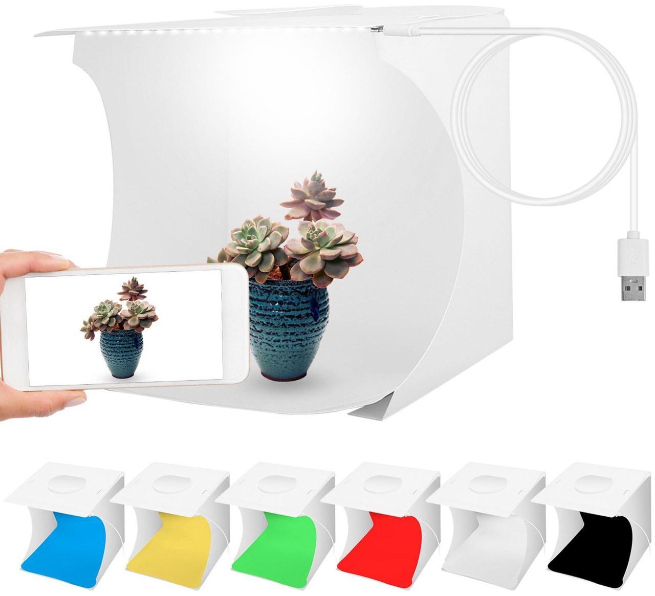 Main image of Fresh Fab Finds Foldable LED Light Box Kit w/ 6 Backdrops - White - One size