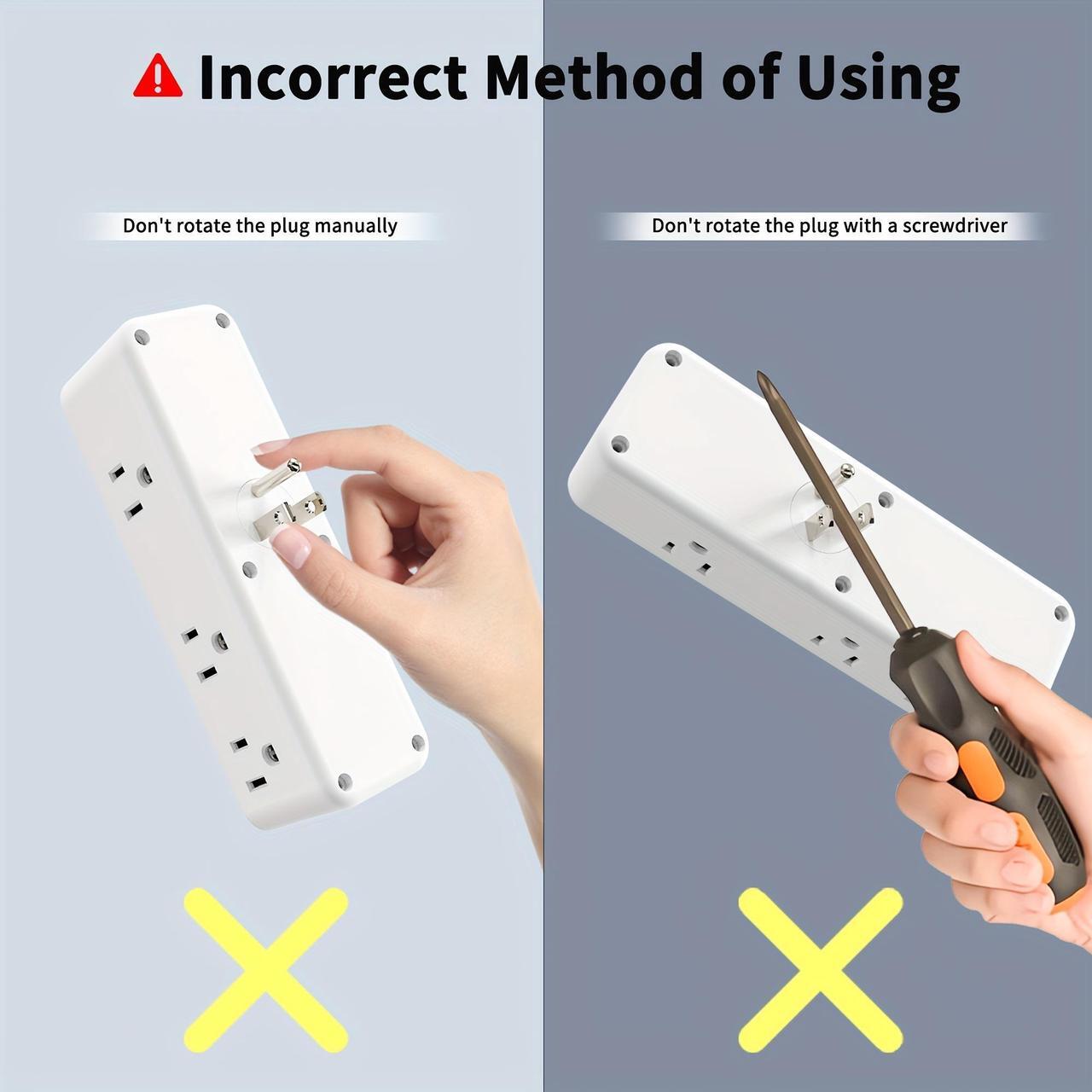 Alt view image 4 of 7 - HOPOW Surge Protector Outlet Splitter with 360° Rotating Plug, Multi Plug Wall Outlet Extender with 9 Outlets 4 USB Ports (2 USB-C), 2100 Joules, 3-Sided Power Strip for Home, Office, Travel, White