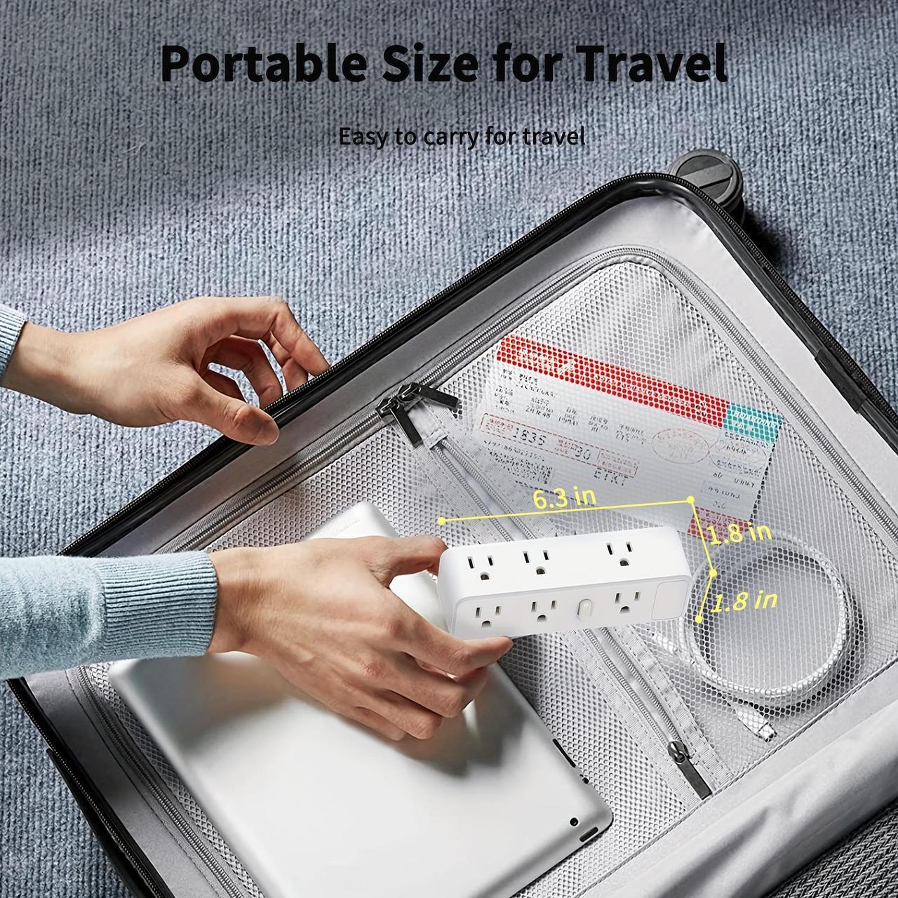 Alt view image 7 of 7 - HOPOW Surge Protector Outlet Splitter with 360° Rotating Plug, Multi Plug Wall Outlet Extender with 9 Outlets 4 USB Ports (2 USB-C), 2100 Joules, 3-Sided Power Strip for Home, Office, Travel, White