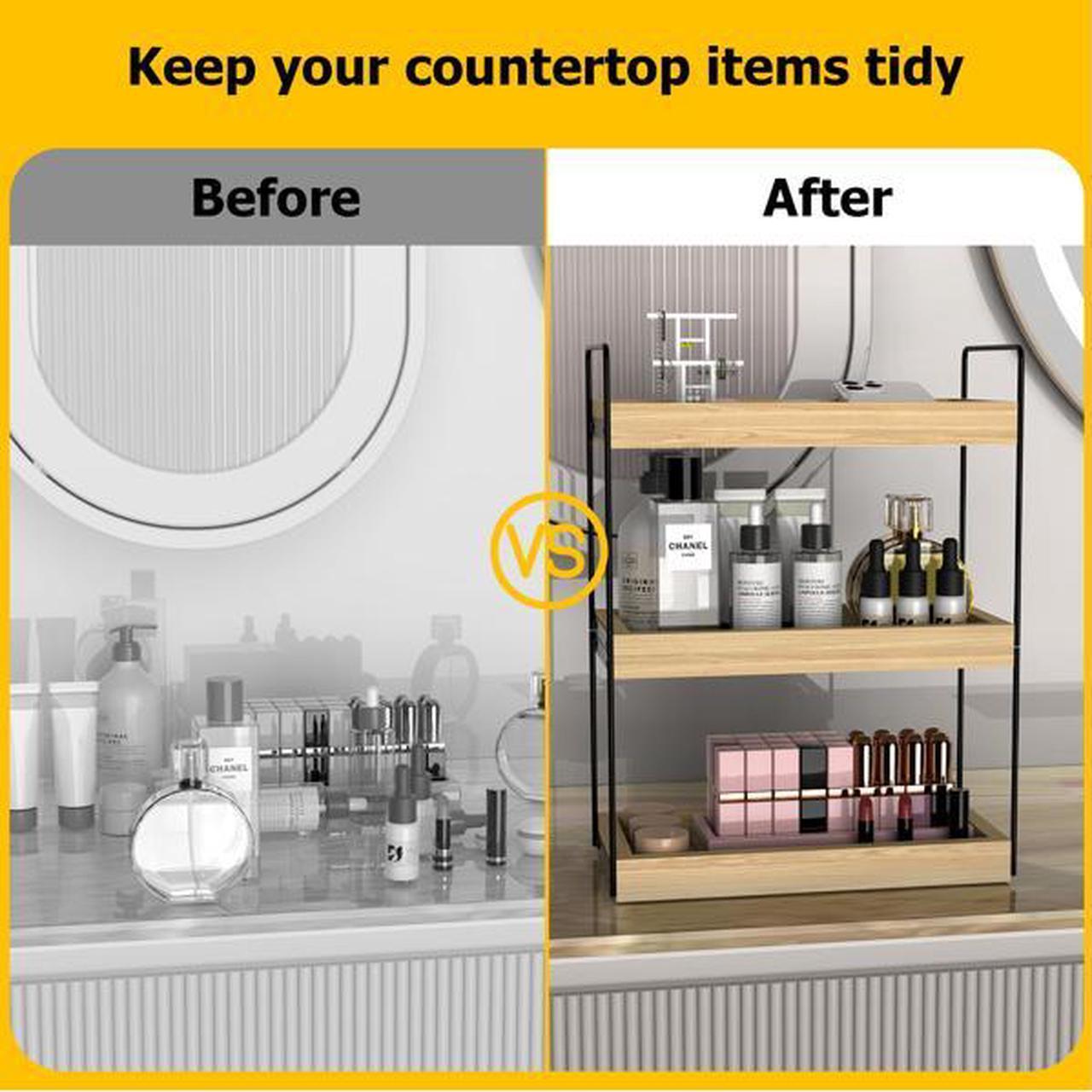 Alt view image 4 of 6 - 3 Tier Bathroom Counter Organizer, Countertop Bathroom Organizer and Storage Shelf , Bathroom Counter Tray and Vanity Organizer, Makeup and Cosmetic Organizer