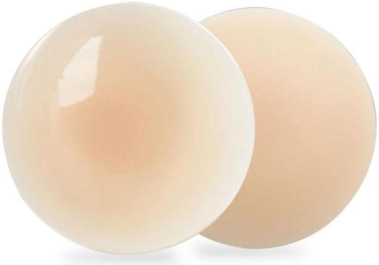Alt view image 3 of 5 - Ultra Thin Silicone Reusable Non Adhesive Women Nipple Concealers, 3.25" Round Shape Women Nipple Covers
