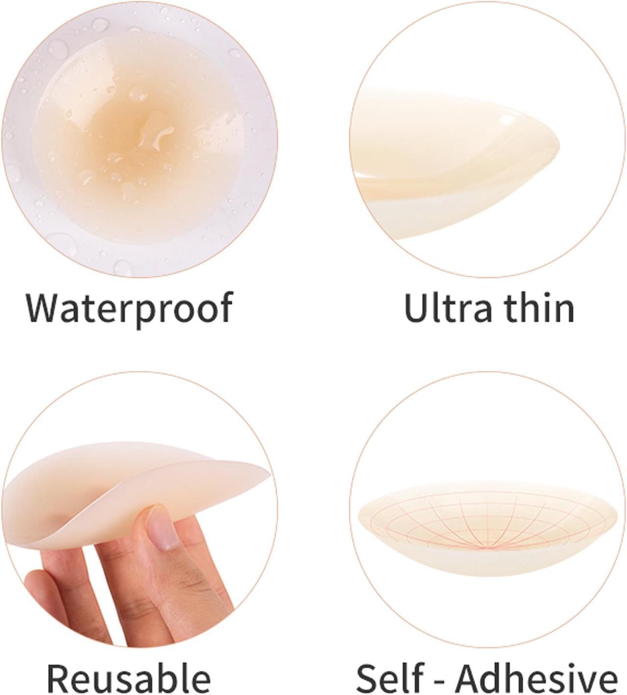 Alt view image 5 of 5 - Ultra Thin Silicone Reusable Non Adhesive Women Nipple Concealers, 3.25" Round Shape Women Nipple Covers