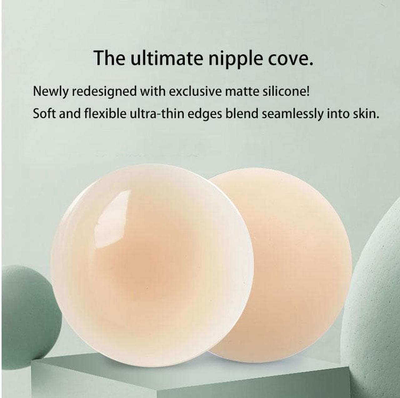 Alt view image 2 of 5 - Ultra Thin Silicone Reusable Non Adhesive Women Nipple Concealers, 3.25" Round Shape Women Nipple Covers