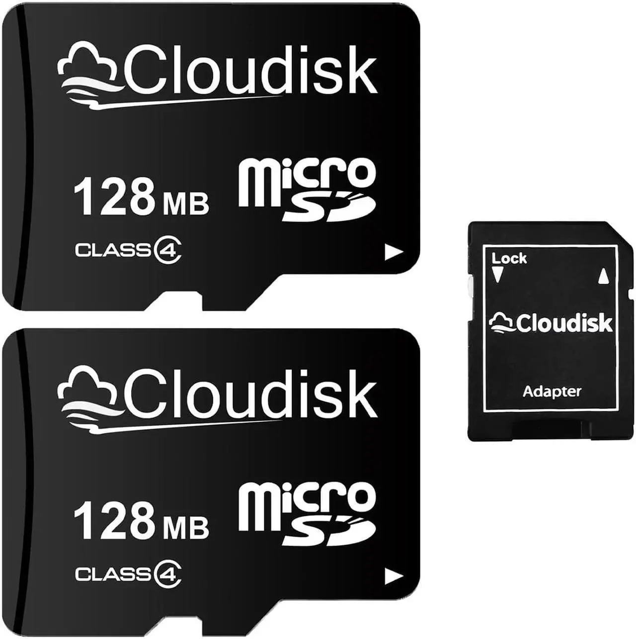 Main image of 128MB(NOT GB) 2Pack Cloudisk MicroSD Memory Card in Bulk Wholesale Class4 Flash Memory Card for small files text storage and more With Adapter and USB Flash Drive NOT FOR CAMERA or LARGE FILES