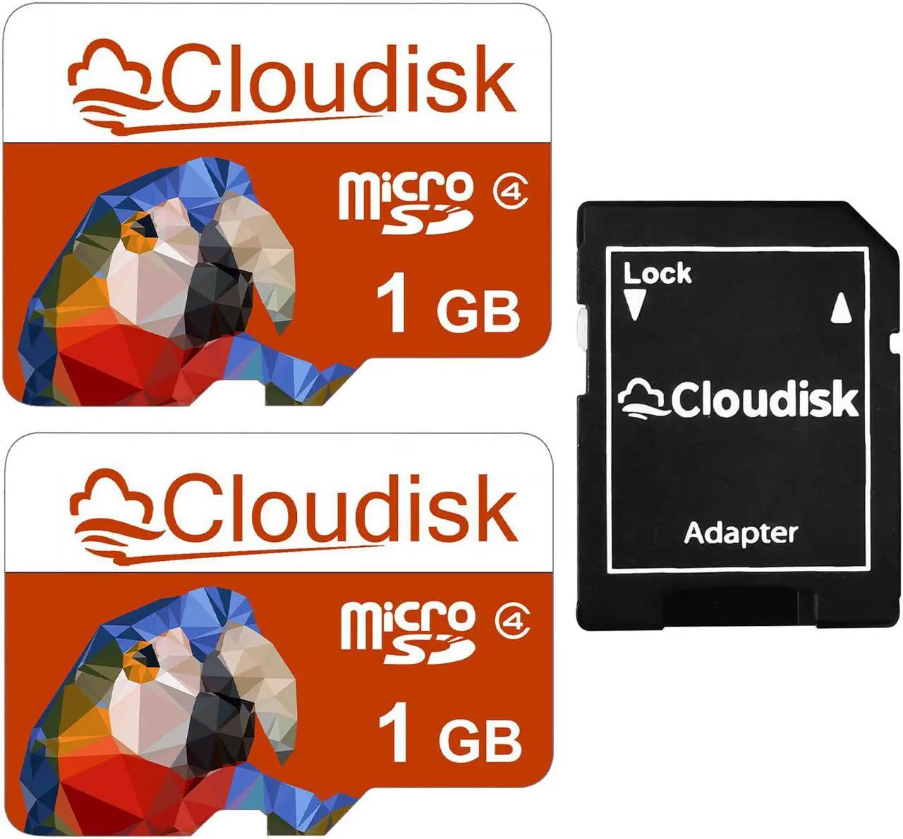 Main image of Cloudisk Micro SD Card 1GB 2-Pack With Adapter Class 4 TF Card Flash Memory Card For phone Low pixel camera and MP3 player small files