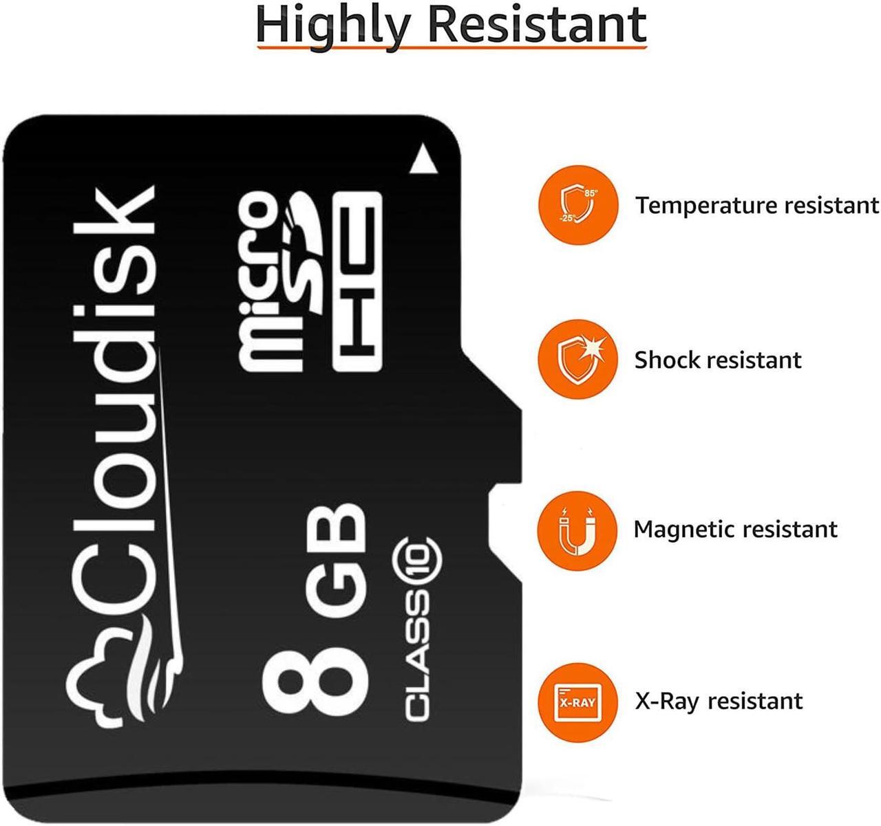 Alt view image 2 of 4 - 8GB 2Pack Cloudisk MicroSDHC Memory Card in Bulk Wholesale UHS-I Class 10 High Speed for Full HD Video Recording Security Cam Dash Cam Surveillance Compatible phones and more with SD Adapter
