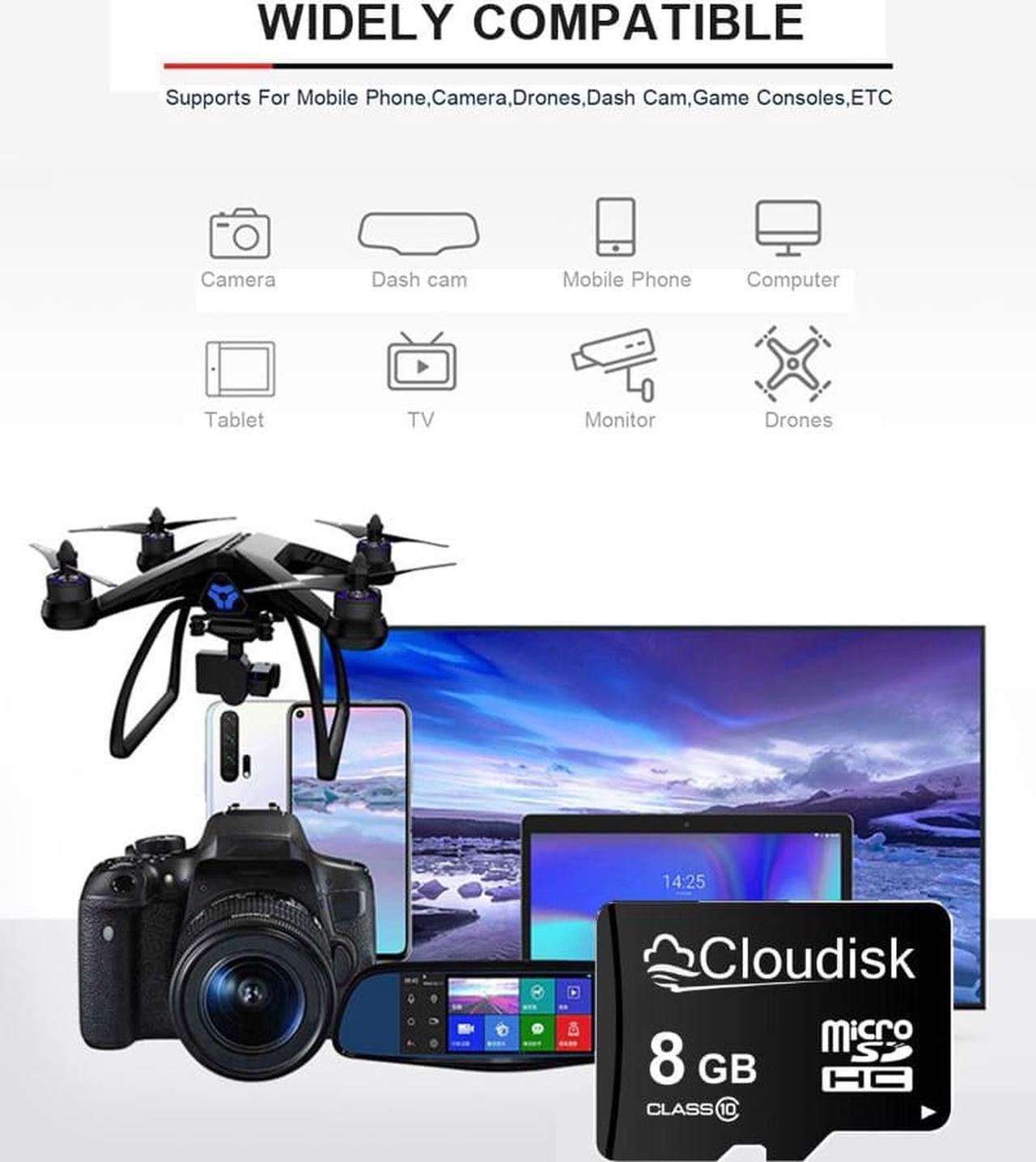 Alt view image 4 of 4 - 8GB 2Pack Cloudisk MicroSDHC Memory Card in Bulk Wholesale UHS-I Class 10 High Speed for Full HD Video Recording Security Cam Dash Cam Surveillance Compatible phones and more with SD Adapter