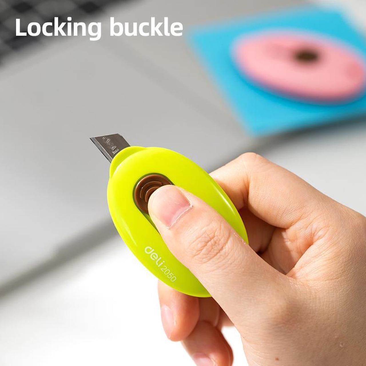 Alt view image 3 of 7 - Deli 3 Pcs Mini Retractable Utility Knife Box Cutter Letter Opener Portable, Suitable for Cutting Envelopes(Pink,Blue,Green)