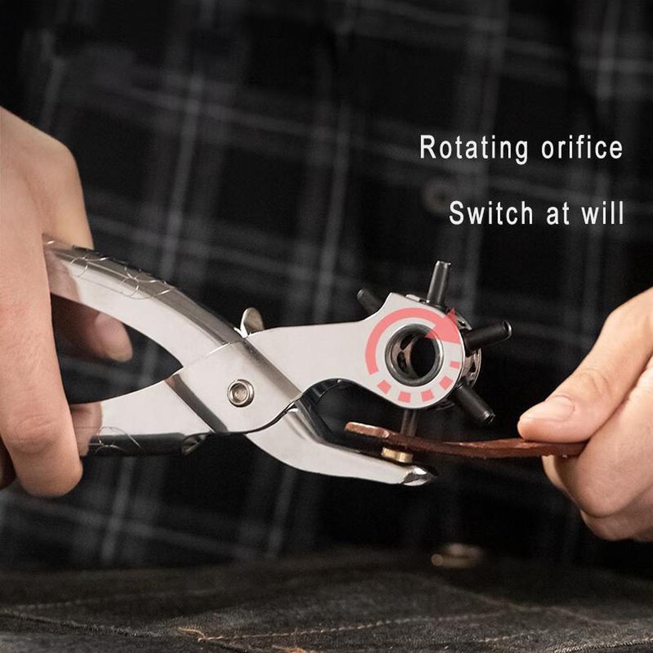 Main image of Deli Revolving Punch Pliers Leather Hole Punch Tool Multi Hole Sizes Fabric & Leather Hole Puncher