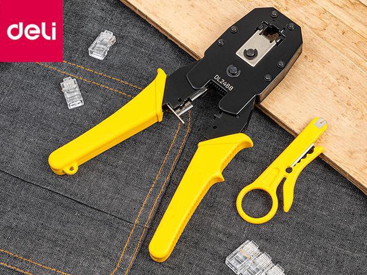 Main image of Deli Terminal Crimper Data Cable Crimper Wire Stripper Wire Cutter Network Cable Telephone Cable