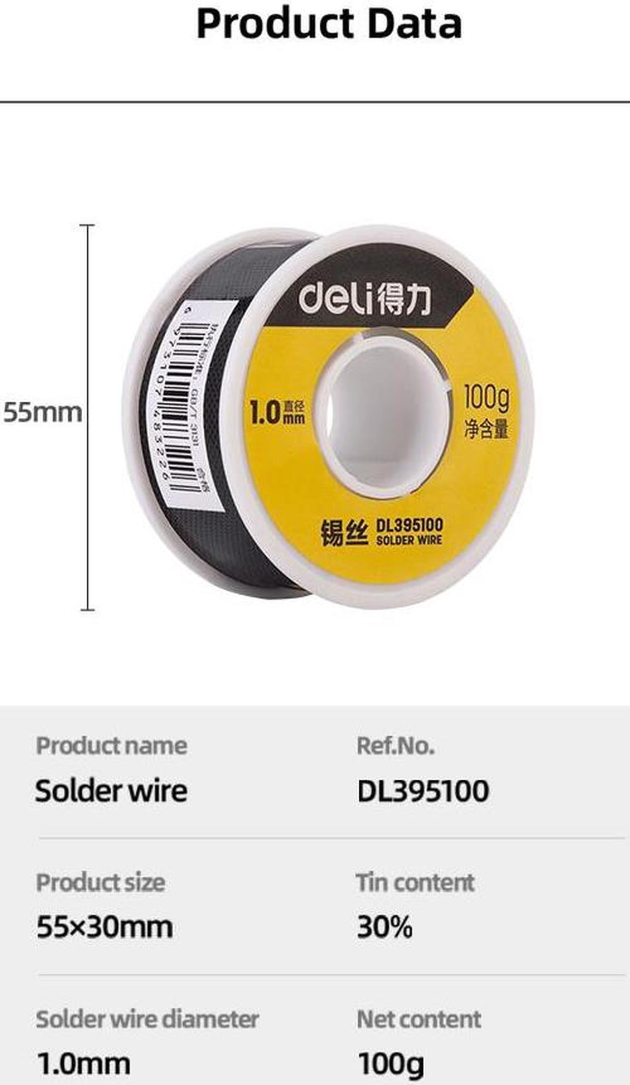 Alt view image 2 of 7 - Deli Tin Lead Rosin Core Solder Wire Low Melting Point 1.0mm Soldering Wire