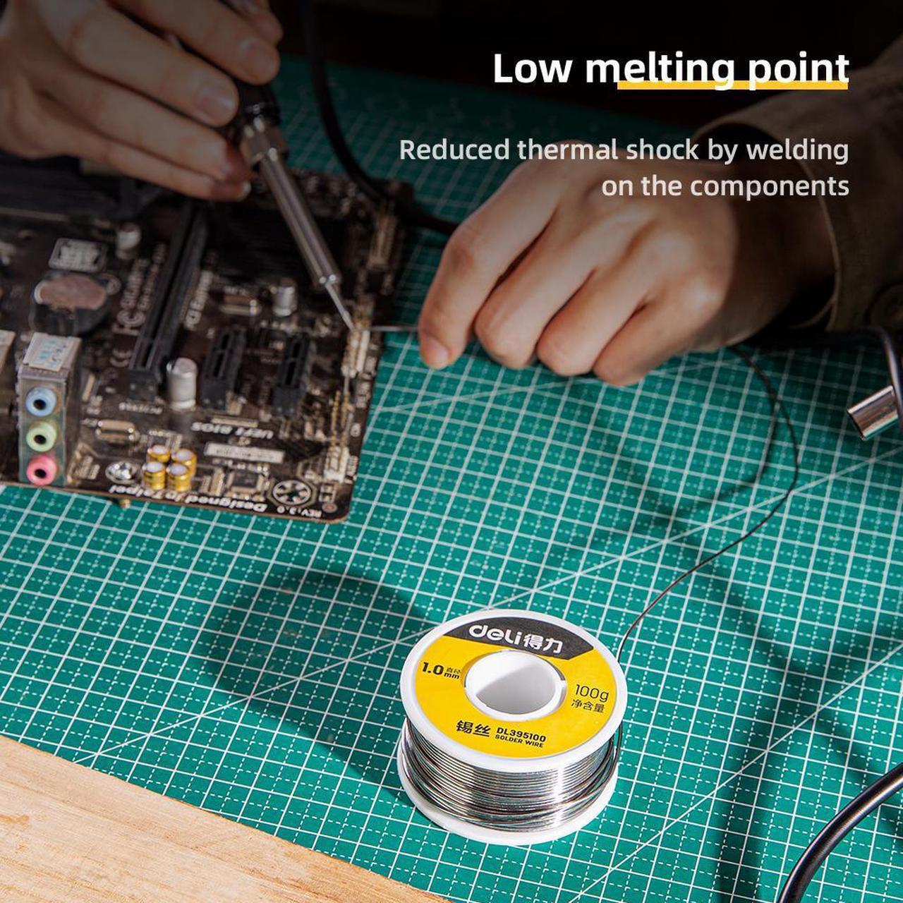 Alt view image 3 of 7 - Deli Tin Lead Rosin Core Solder Wire Low Melting Point 1.0mm Soldering Wire
