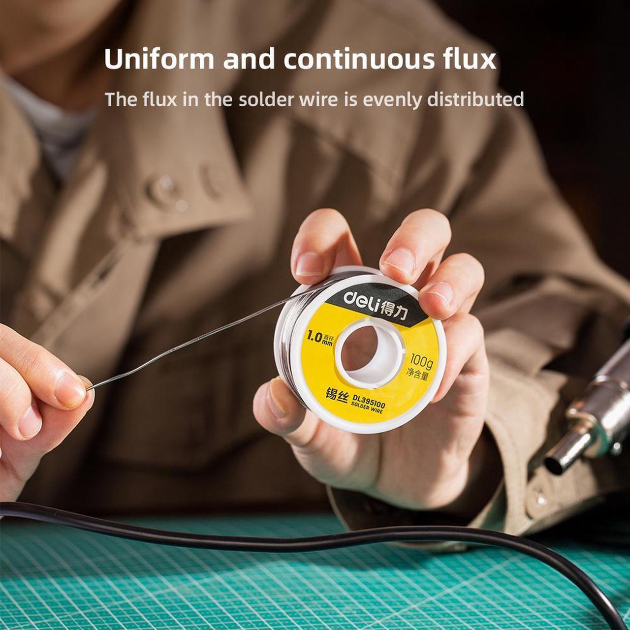 Alt view image 6 of 7 - Deli Tin Lead Rosin Core Solder Wire Low Melting Point 1.0mm Soldering Wire
