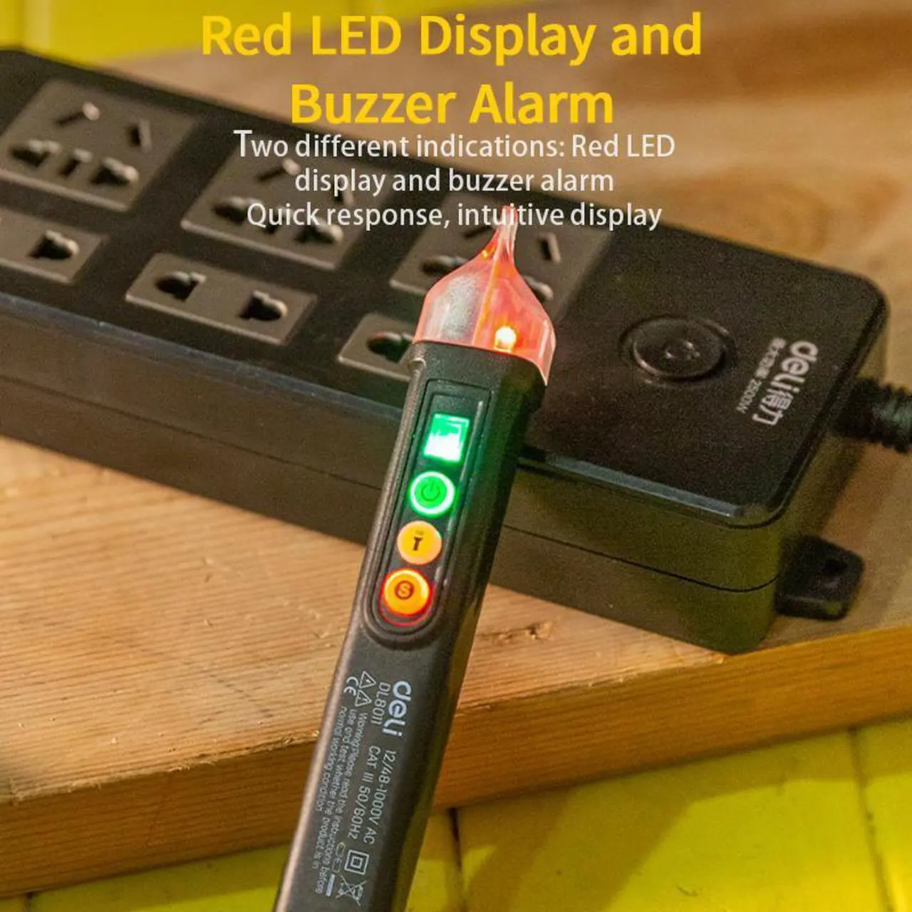 Alt view image 5 of 7 - Deli Neoteck Non-Contact AC Voltage Tester Pen 12V-1000V/48V-1000V LED Flashlight,Buzzer Alarm,AC Voltage Detector Pen