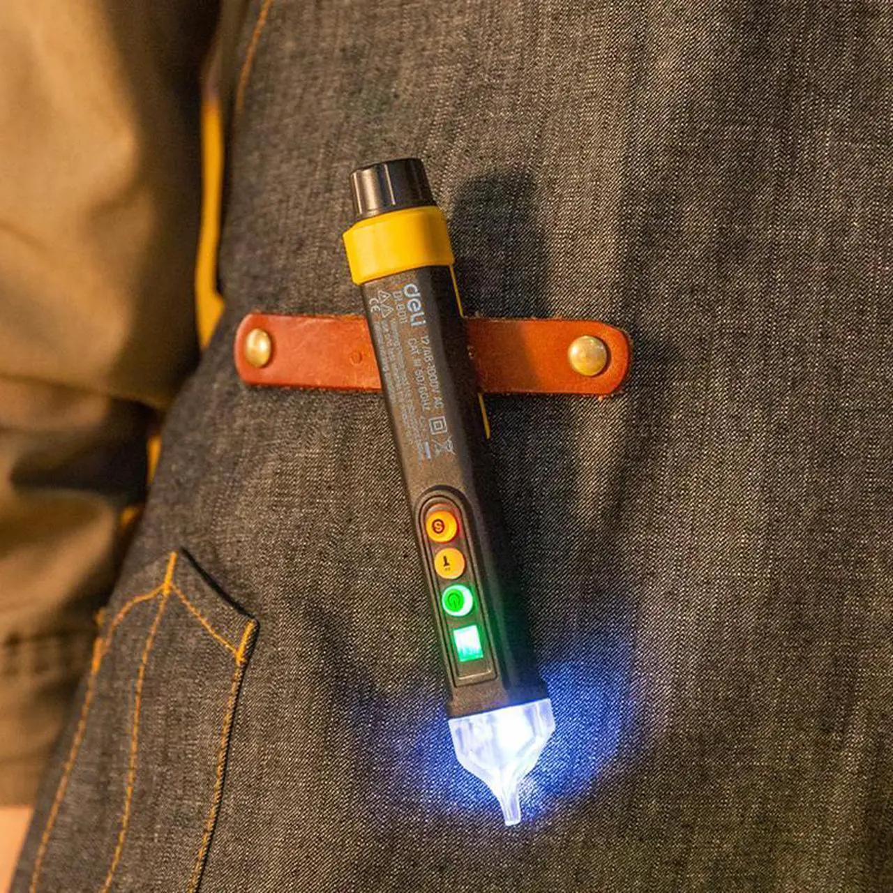 Alt view image 7 of 7 - Deli Neoteck Non-Contact AC Voltage Tester Pen 12V-1000V/48V-1000V LED Flashlight,Buzzer Alarm,AC Voltage Detector Pen
