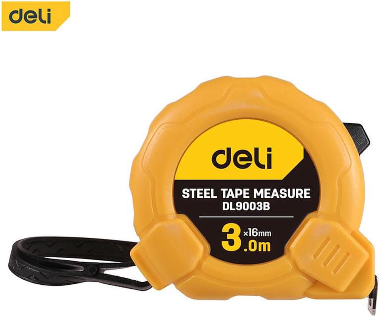 Deli Steel Measuring Tape High Accuracy Gauging Tool Retractable Ruler Tape Measure DIY Metric Imperial Unit (3m/10ft)