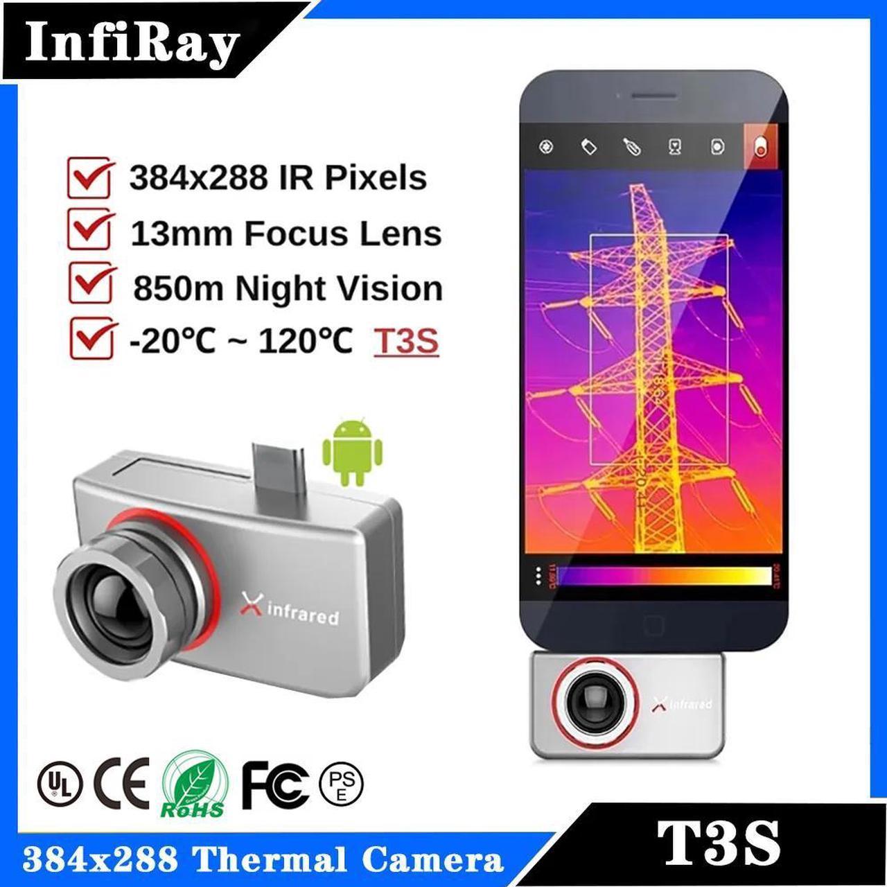 InfiRay T3S Infrared Thermal Camera Mini Thermal Scope for Android 384x288 Industrial PCB Floor Heat Detection Thermal Imager T3S Without handle bracket