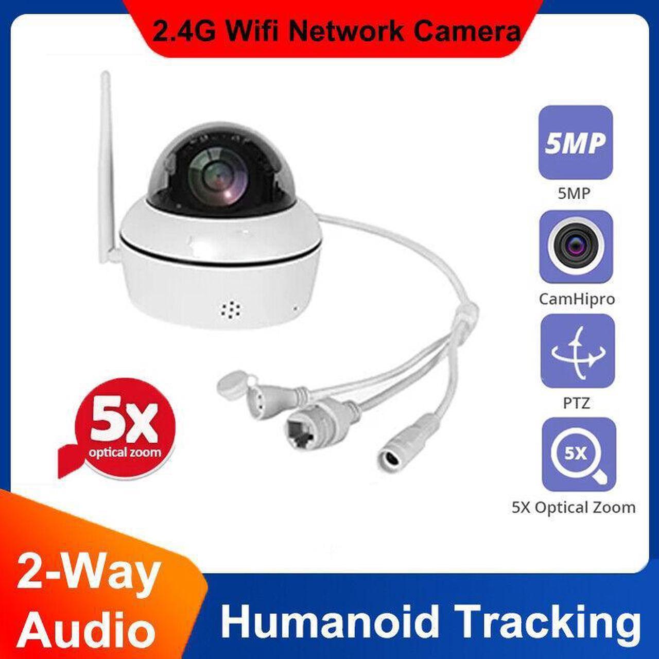 Outdoor 5X Optical Zoom WiFi Security Camera 5MP HD PTZ Camera for Home Security