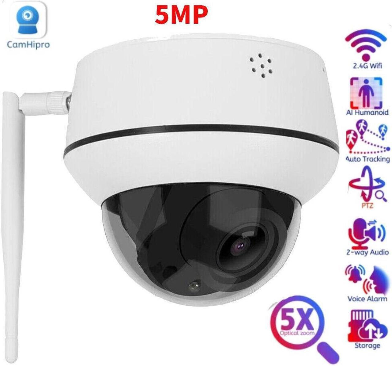 5MP PTZ WiFi Security Camera Humanoid Tracking 5X Optical Zoom Two Way Audio