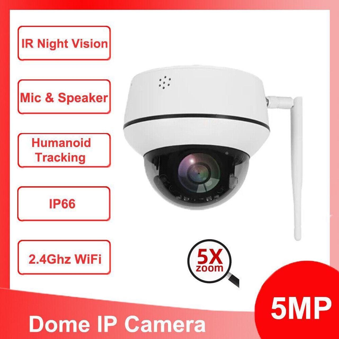 5MP WiFi Dome Home Security Camera Pan Tilt Zoom Humanoid Tracking Two-way Talk