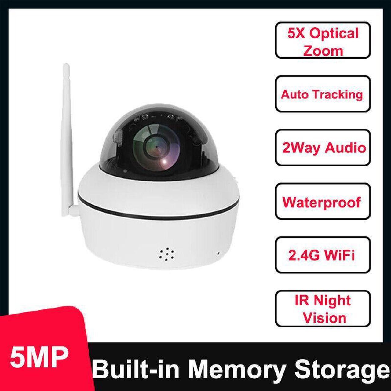 CCTV Wireless WIFI Auto Tracking Dome PTZ Camera 5X Zoom HD 5MP IP Camera IP66