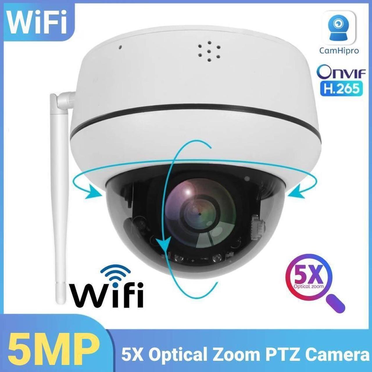 5MP 2.4G WIFI Dome PTZ 5X Optical Zoom IP Humanoid Tracking Camera 2 way audio