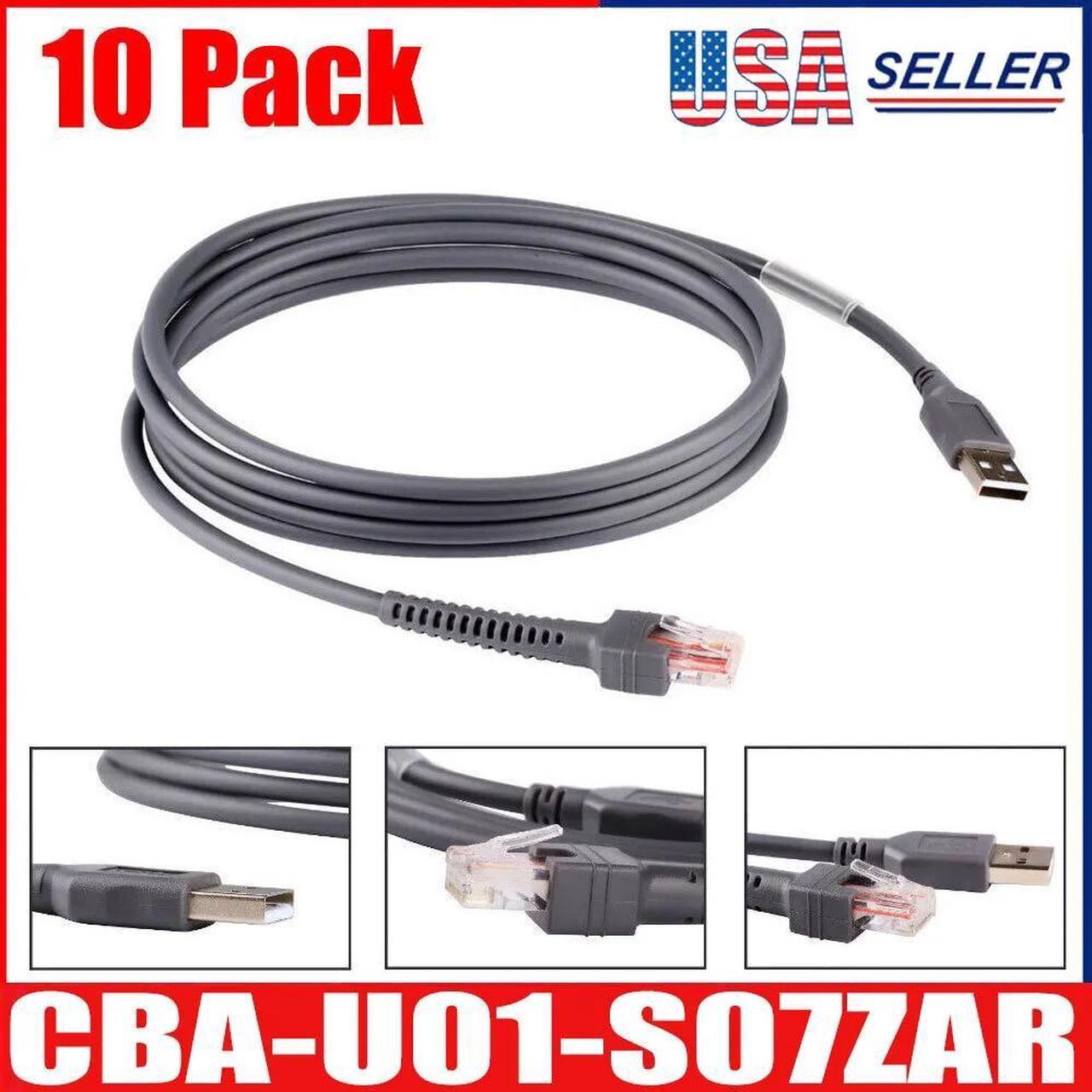 LS2208 USB Cable CBA-U01-S07ZAR for Symbol Barcode Scanner LS4208 LS7708 LS9208  10 Pack