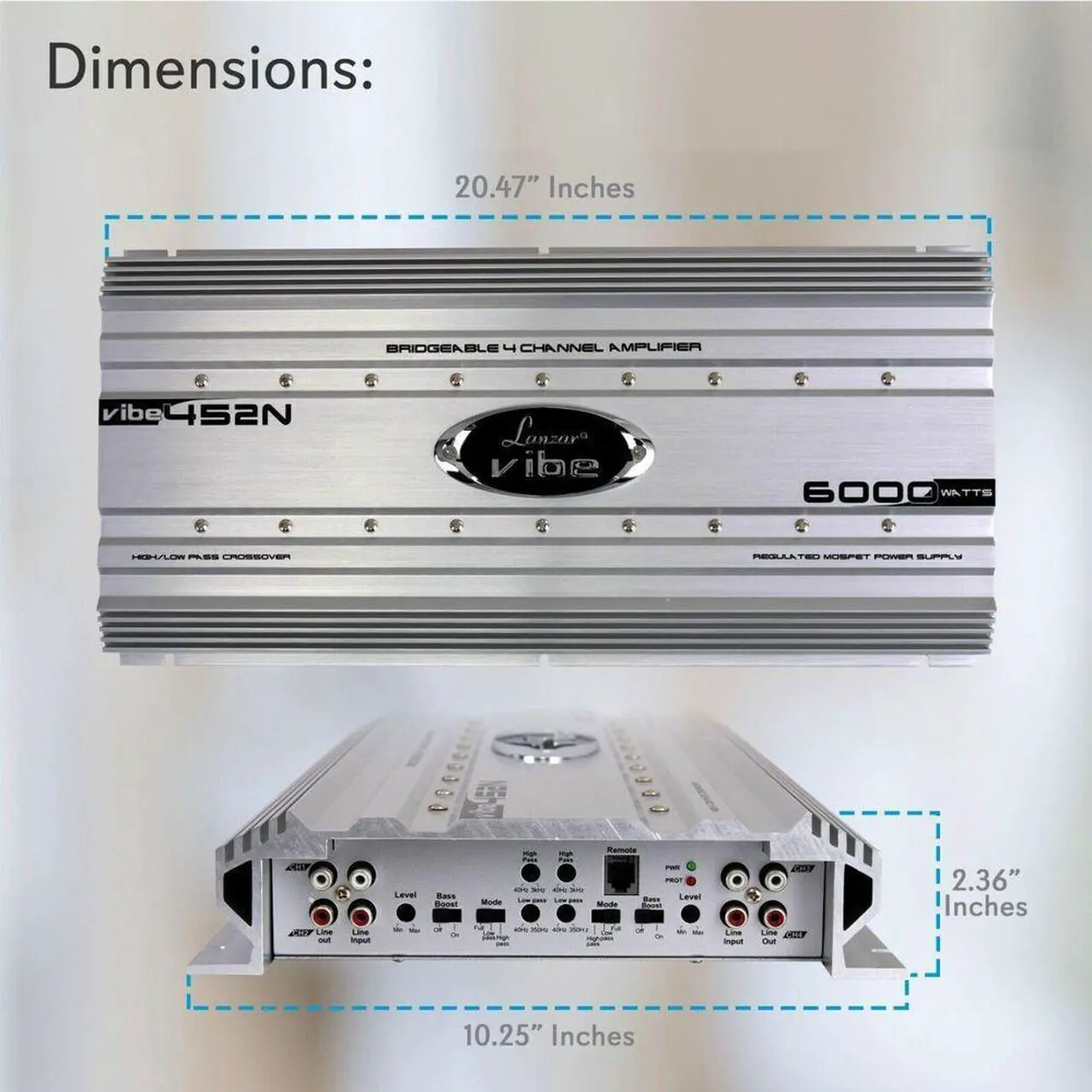 Alt view image 4 of 7 - Lanzar VIBE452N Car Audio Vibe 6000 Watt 4 Channel Mosfet Amplifier Tri-Mode