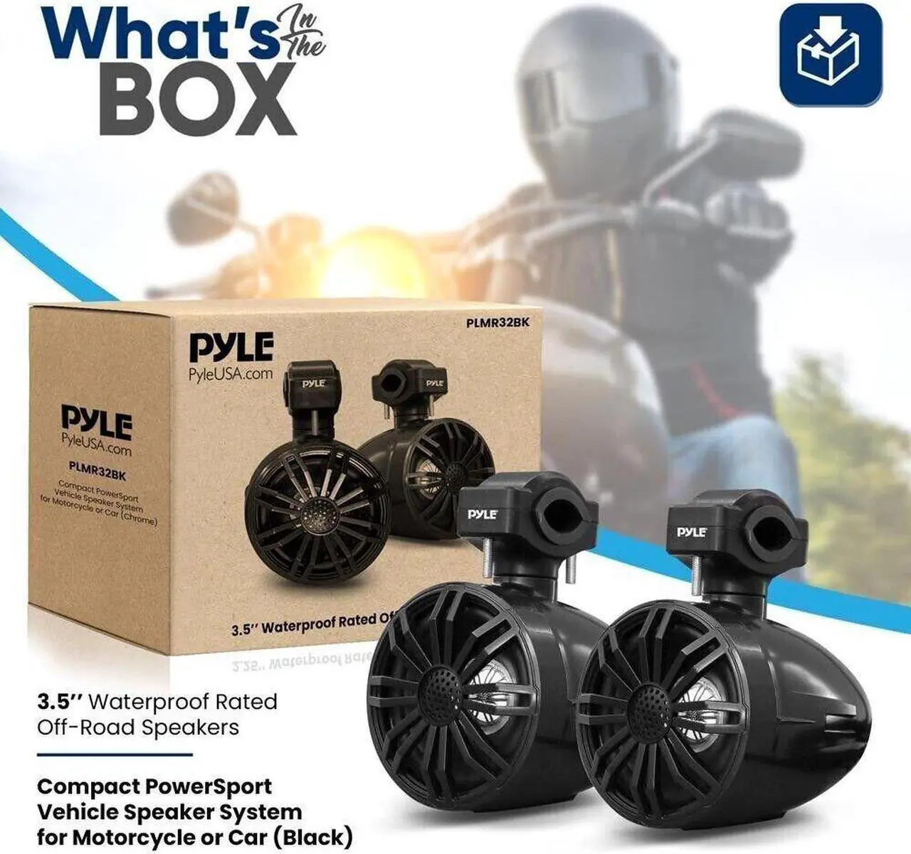 Alt view image 2 of 7 - Pyle 3.5 Waterproof Rated Off-Road Speakers-for Motorcycle or Car (Black)