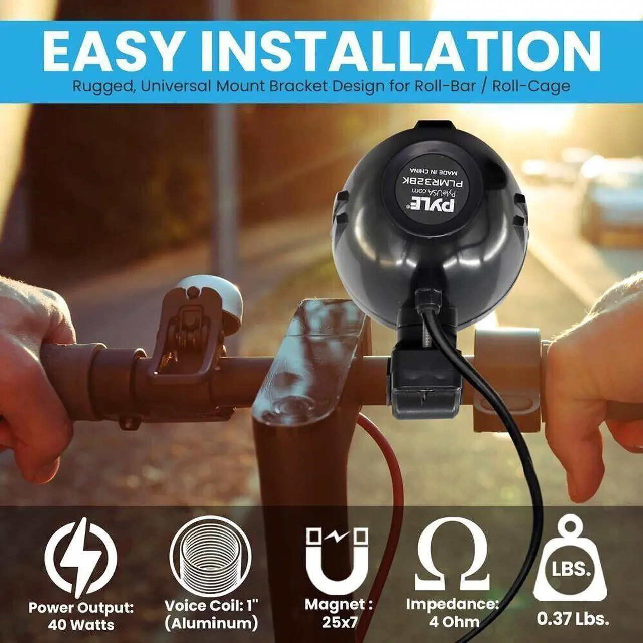 Alt view image 4 of 7 - Pyle 3.5 Waterproof Rated Off-Road Speakers-for Motorcycle or Car (Black)