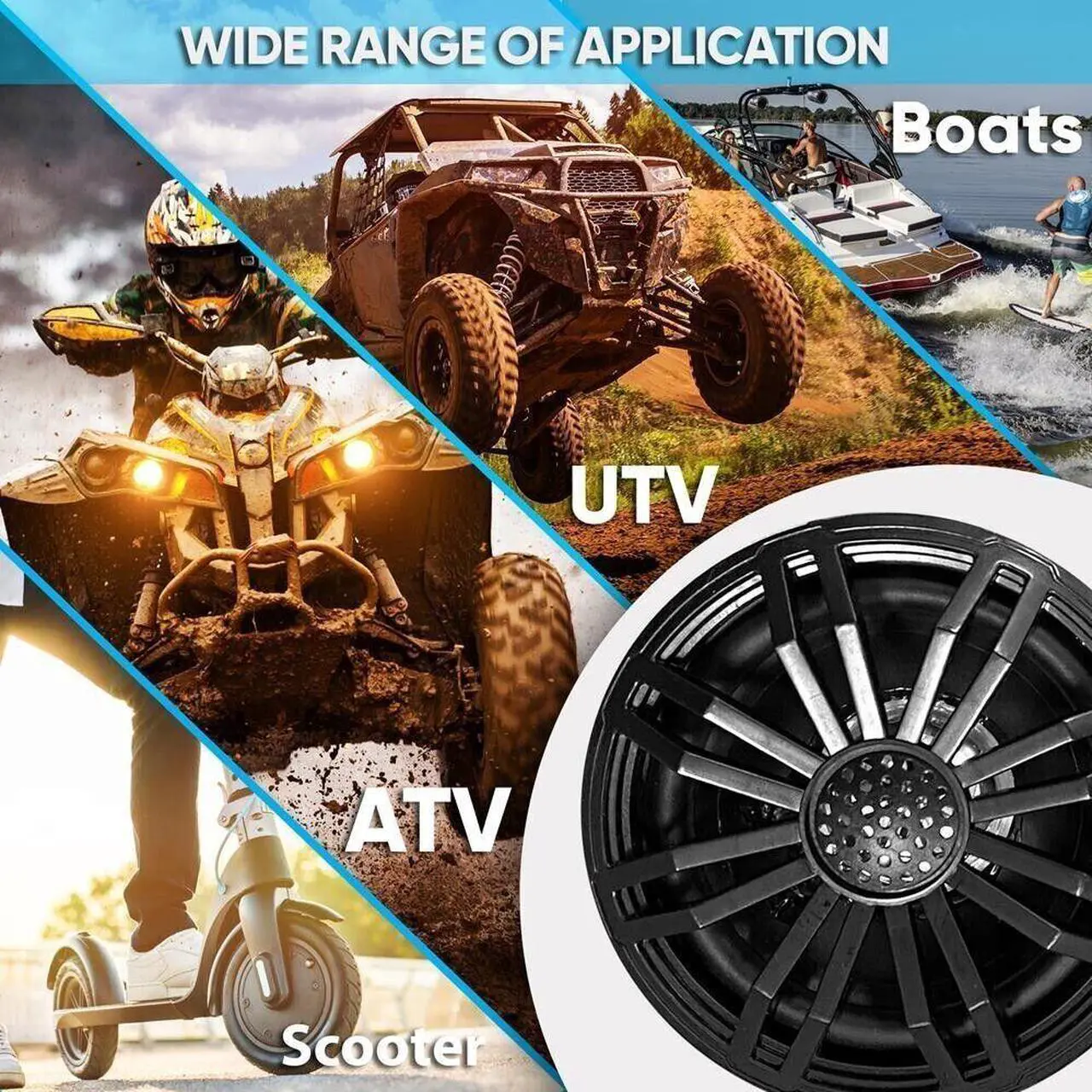 Alt view image 6 of 7 - Pyle 3.5 Waterproof Rated Off-Road Speakers-for Motorcycle or Car (Black)