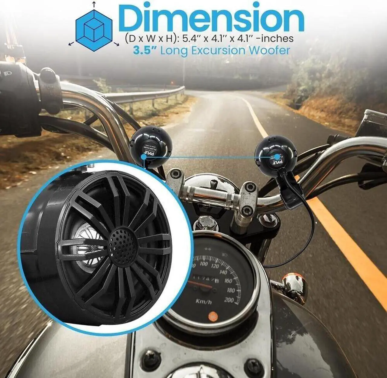 Alt view image 3 of 7 - Pyle 3.5 Waterproof Rated Off-Road Speakers-for Motorcycle or Car (Black)