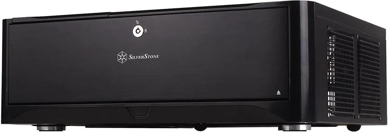 Main image of SilverStone Technology HTPC Case with Aluminum Front Panel Micro-ATX, 2X Hot-Swap Drive Bays, 3x120mm Golf Bladed Fan, USB 3.0 X2 in Black GD06B-USA