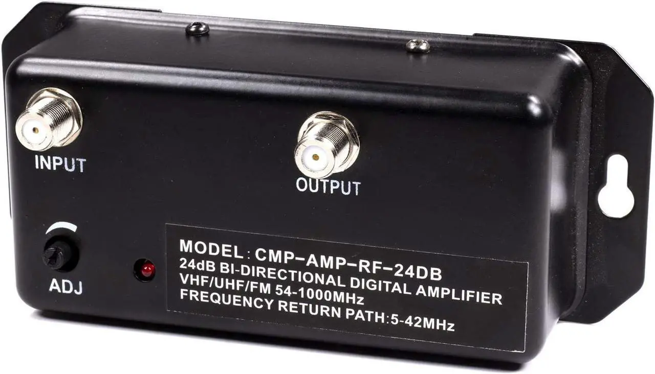 Alt view image 2 of 5 - 24db Distribution Amplifier - Digital TV Antenna Booster Signal Amplifier, Adjustable Boost/Gain, NTSC, ATSC, FM, UHF, VHF - 1000 MHz - Includes RG6 Coaxial Cable