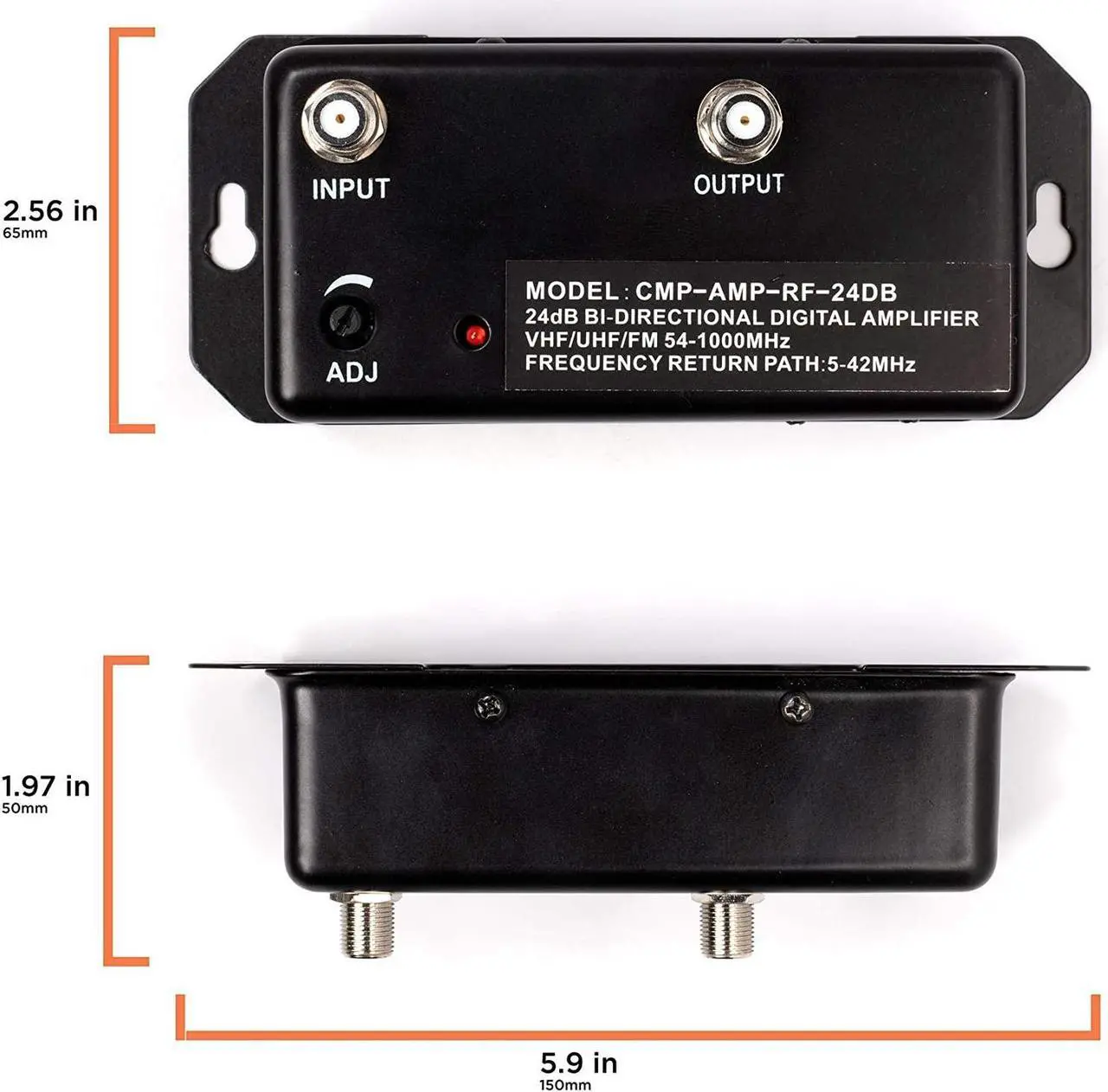 Alt view image 3 of 5 - 24db Distribution Amplifier - Digital TV Antenna Booster Signal Amplifier, Adjustable Boost/Gain, NTSC, ATSC, FM, UHF, VHF - 1000 MHz - Includes RG6 Coaxial Cable