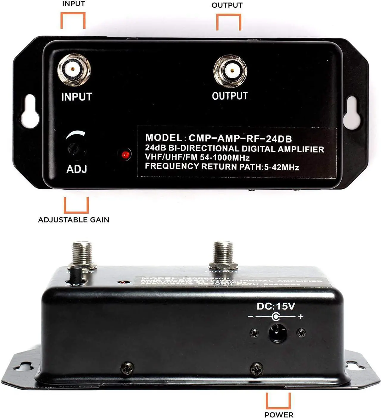 Alt view image 5 of 5 - 24db Distribution Amplifier - Digital TV Antenna Booster Signal Amplifier, Adjustable Boost/Gain, NTSC, ATSC, FM, UHF, VHF - 1000 MHz - Includes RG6 Coaxial Cable