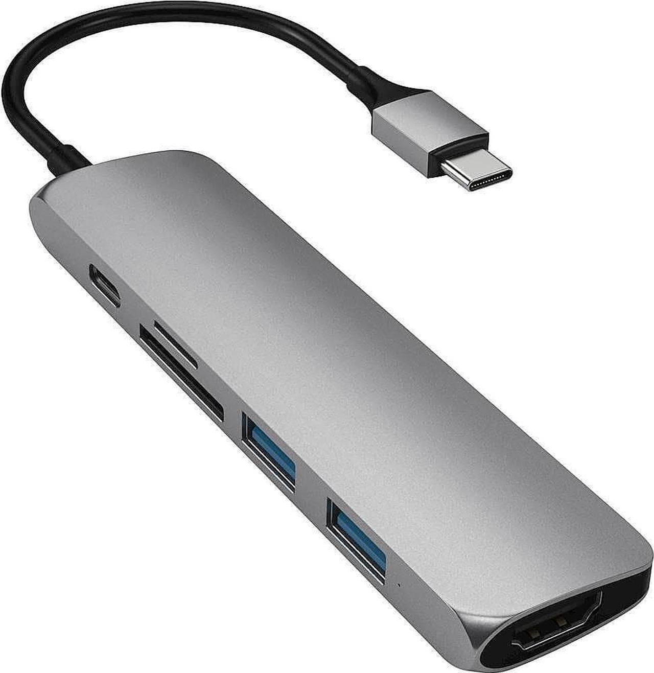 Main image of SATECHI SLIM MULTI-PORT ADAPTER V2 WITH USB-C PD, 4K HDMI, MICRO/SD CARD READERS, USB 3.0 - 2020 MACBOOK PRO, 2020 IPAD PRO     SPACE GRAY