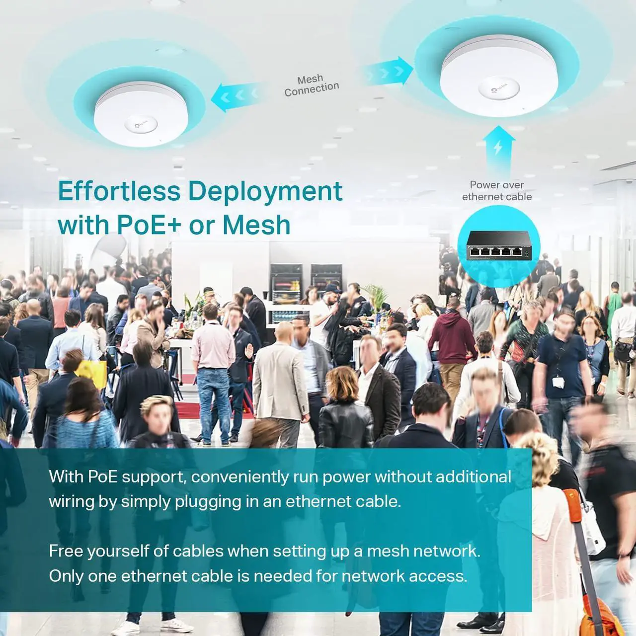 Alt view image 5 of 6 - TP-Link EAP653 Wireless Access Point w/o DC Adapter | Ultra-Slim | Omada True Wi-Fi 6 AX3000 | Mesh, Seamless Roaming, WPA3, MU-MIMO | Remote & App Control | PoE+ Powered | Multiple Controller Options