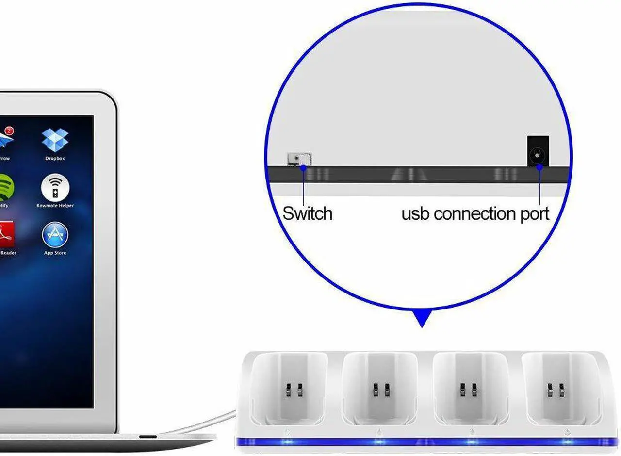 Alt view image 2 of 5 - Wii Remote Controller Battery Charger For Nintendo Wii / Wii U Remote Controller