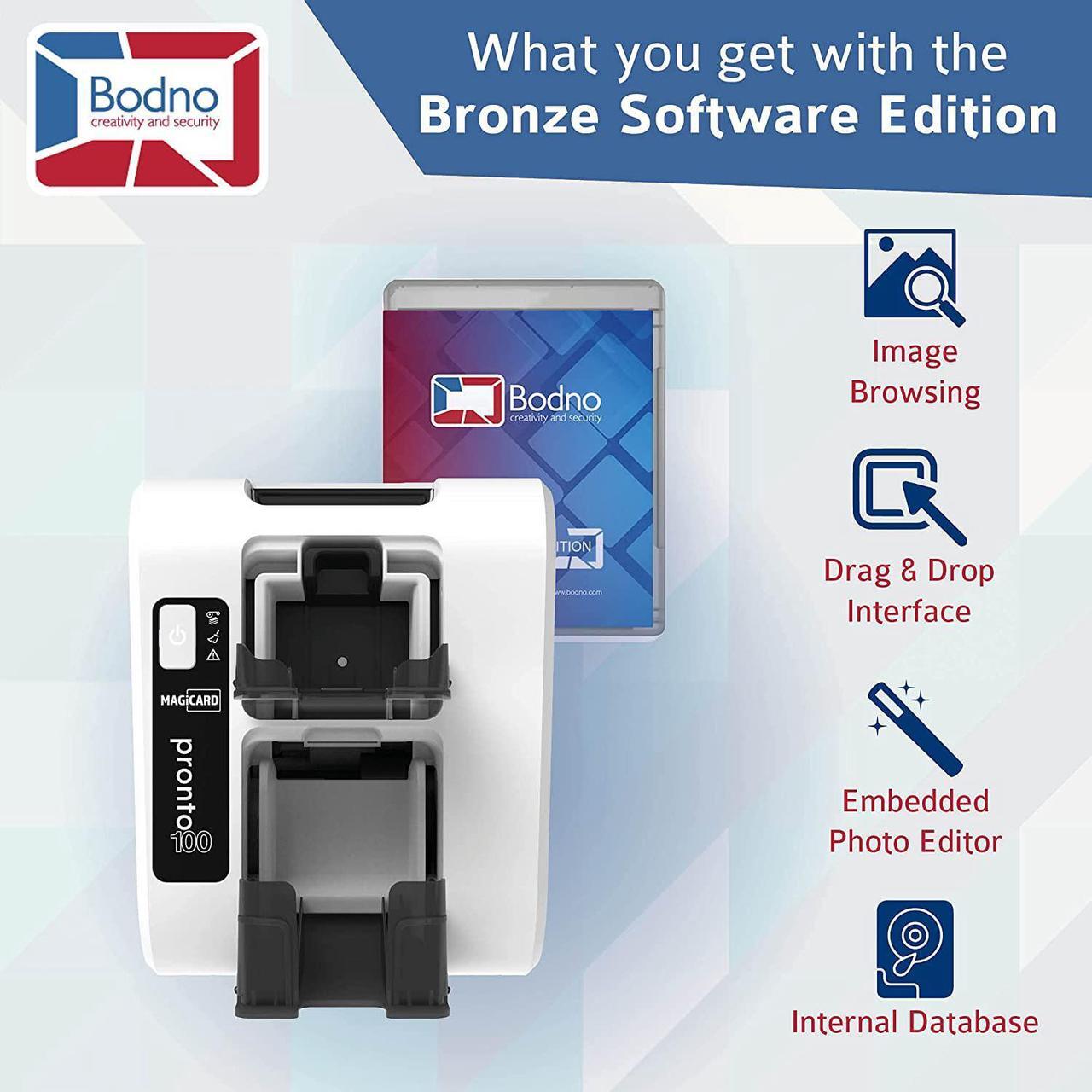 Alt view image 3 of 7 - Magicard Pronto 100 ID Card Printer & Complete Supplies Package with Bodno ID Software - Bronze Edition