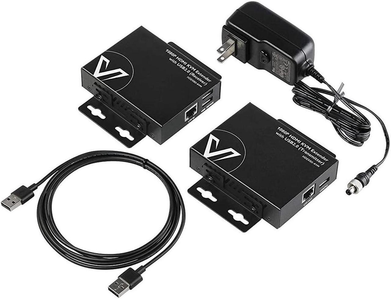 Alt view image 7 of 7 - AV Access HDMI KVM USB Extender Over Cat5e/6/6a/7 260ft/80M, 2 USB 2.0 Ports, Zero-Latency, Plug and Play, No Driver, Supports All Operating System, Keyboard and Mouse USB Over Ethernet