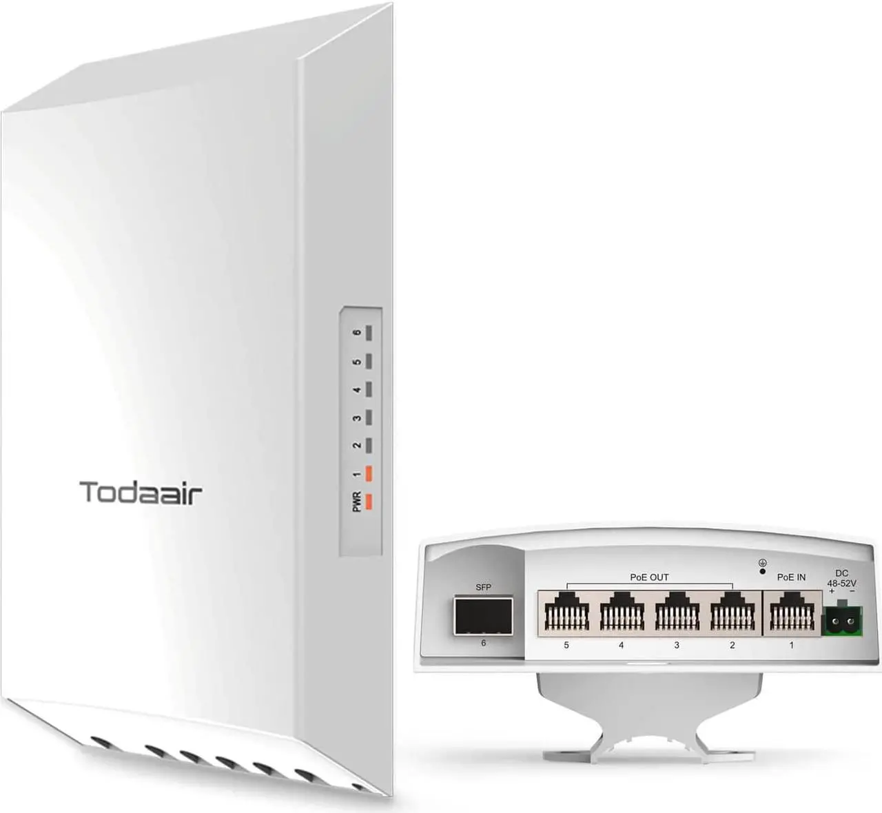 Main image of 4 Port Outdoor Gigabit POE Switch,Indoor/Outdoor Waterproof,IEEE802.3af/at/bt Compliant,BT & DC Input,60W,PoE++ BT Port 25W,AI Watchdog,Plug and Play