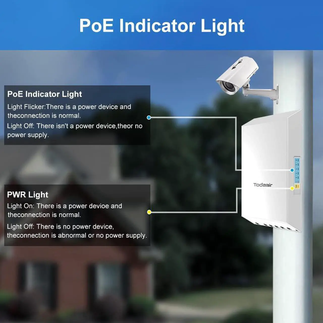 Alt view image 3 of 7 - 4 Port Outdoor Gigabit POE Switch,Indoor/Outdoor Waterproof,IEEE802.3af/at/bt Compliant,BT & DC Input,60W,PoE++ BT Port 25W,AI Watchdog,Plug and Play