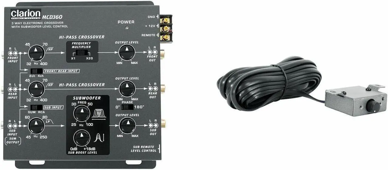 Alt view image 7 of 7 - Clarion MCD360 2/3-Way 6-Channel Electronic Crossover w/ 5-Volt RCA Outputs