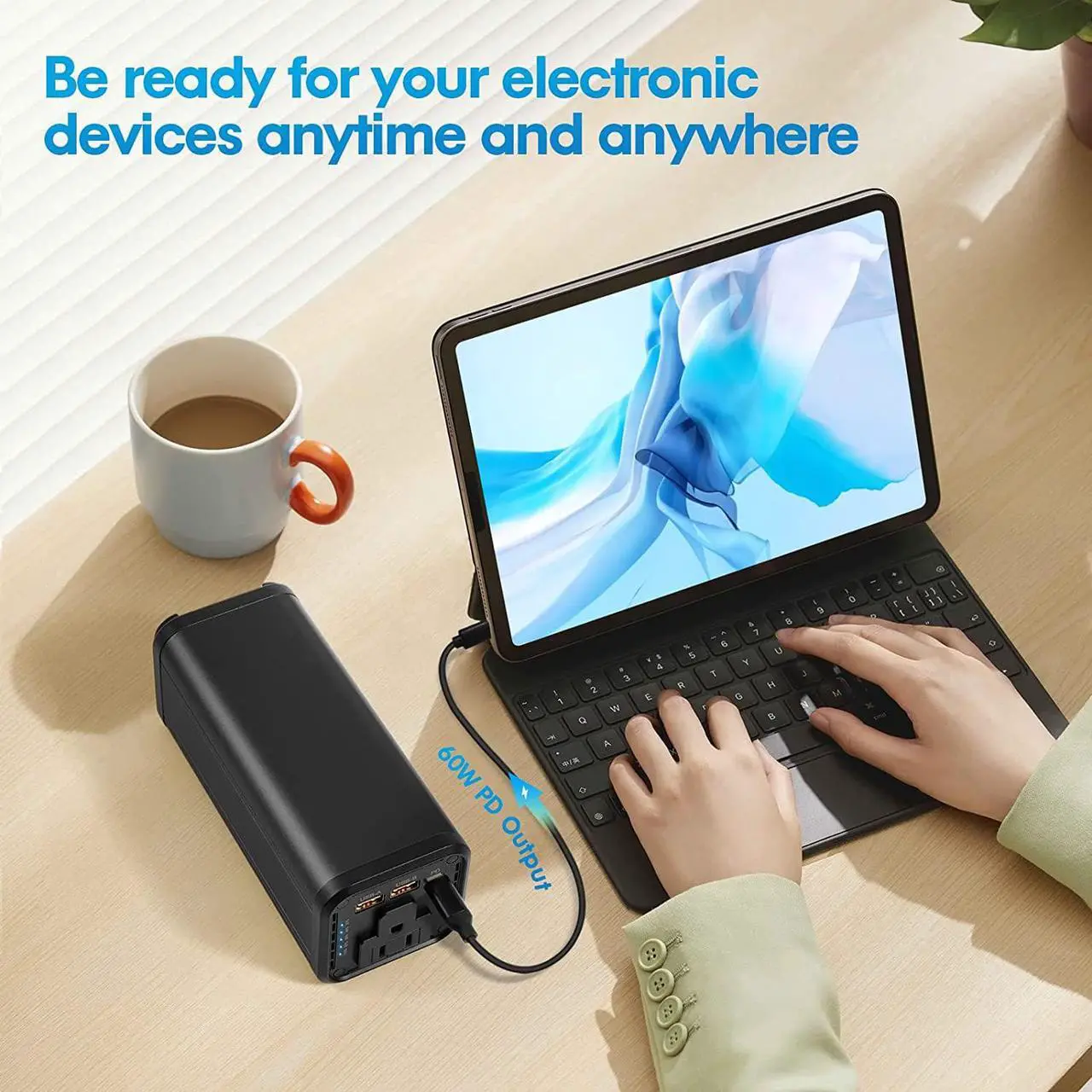 Alt view image 5 of 7 - Portable Laptop Power Bank, Universal 98Wh/27000mAh 100W AC Outlet with 60W PD USB C Portable Charger, External Battery Pack for MacBook, Notebooks, Laptops,N2