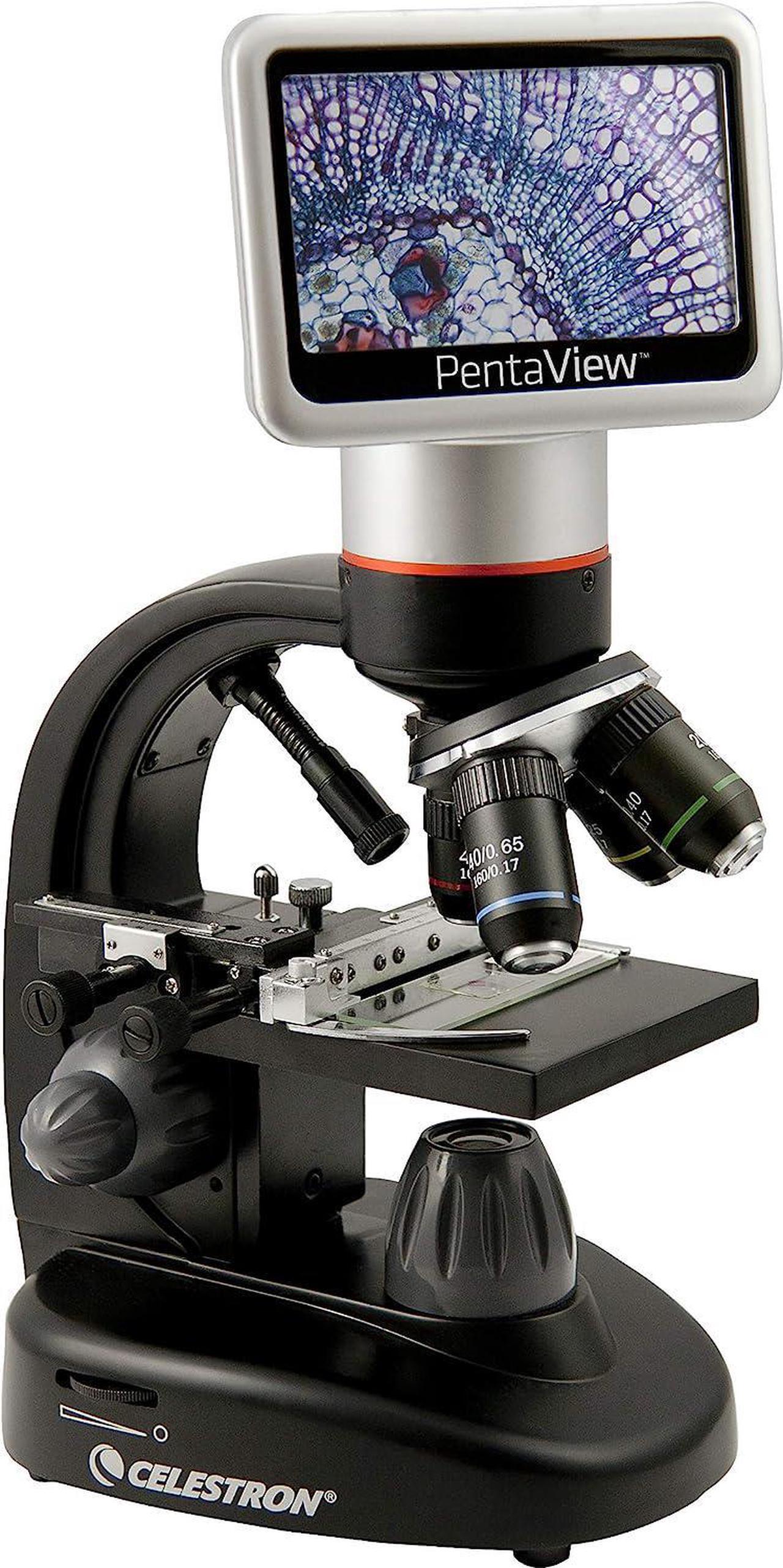 Alt view image 2 of 5 - Celestron  PentaView LCD Digital Microscope Biological Microscope with a Built-In 5MP Digital Camera  Adjustable Mechanical Stage Carrying Case and 4GB Micro SD Card